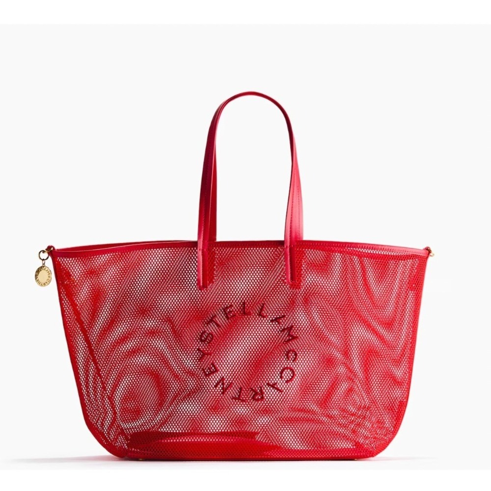 Stella McCartney x H&M Logo Mesh Tote Bag Red Shopper with Pouch NEW